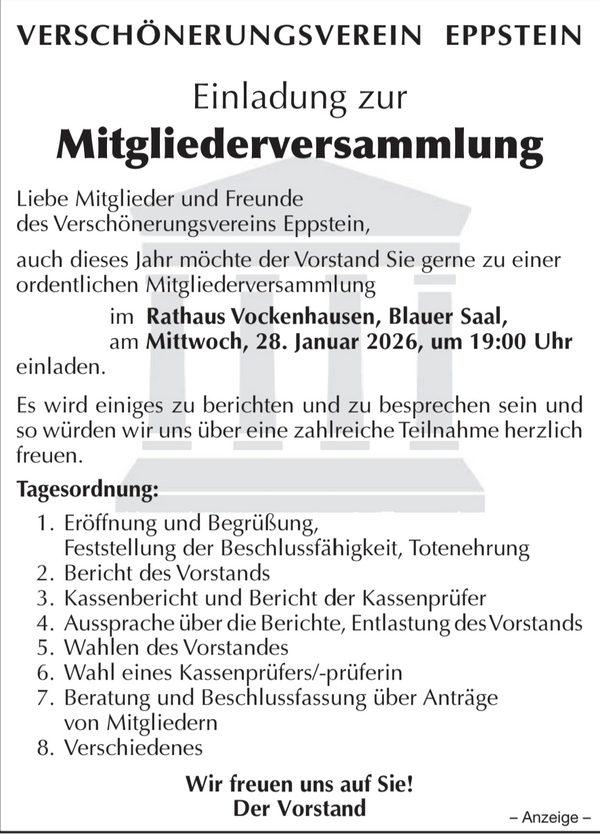 Einladungsschreiben Mitgliederversammlung